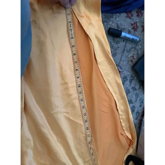 Saint + Secrets Yellow Satin Lace Midi Slip Chemise Dress Size Small - Picture 9 of 9